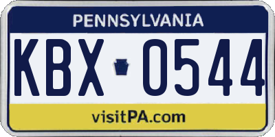 PA license plate KBX0544