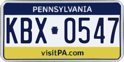PA license plate KBX0547