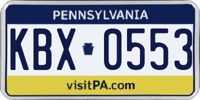 PA license plate KBX0553