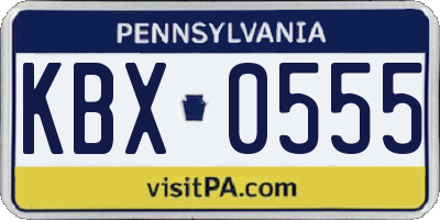 PA license plate KBX0555