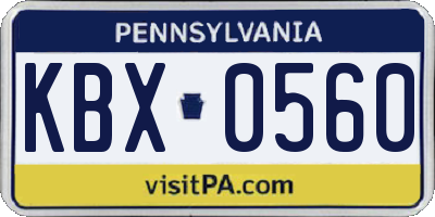 PA license plate KBX0560
