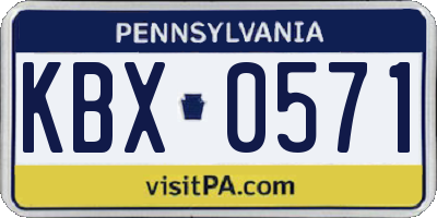 PA license plate KBX0571