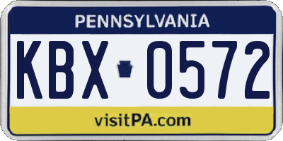 PA license plate KBX0572