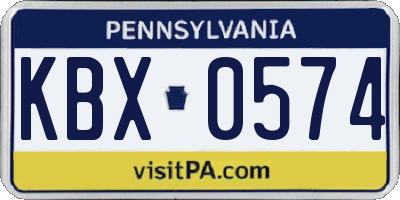 PA license plate KBX0574