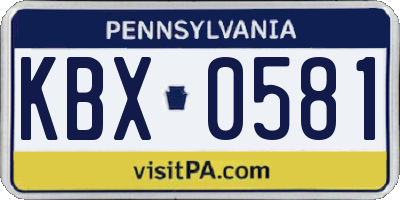 PA license plate KBX0581