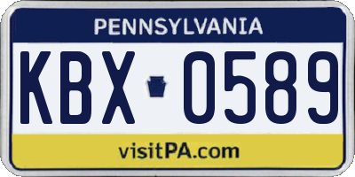 PA license plate KBX0589
