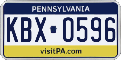 PA license plate KBX0596