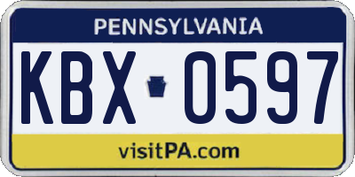 PA license plate KBX0597