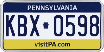 PA license plate KBX0598