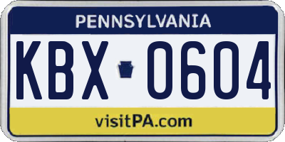 PA license plate KBX0604