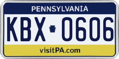 PA license plate KBX0606