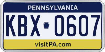 PA license plate KBX0607