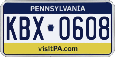 PA license plate KBX0608