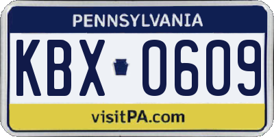 PA license plate KBX0609