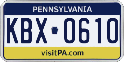 PA license plate KBX0610