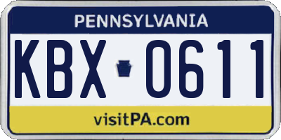 PA license plate KBX0611