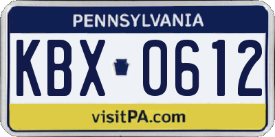 PA license plate KBX0612