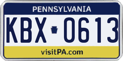PA license plate KBX0613