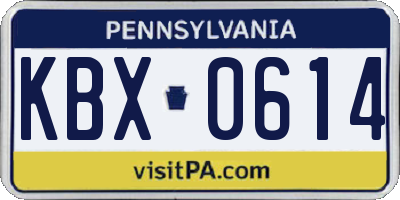 PA license plate KBX0614