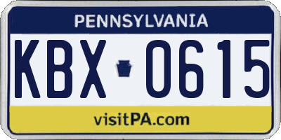 PA license plate KBX0615