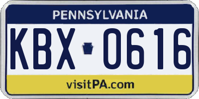PA license plate KBX0616