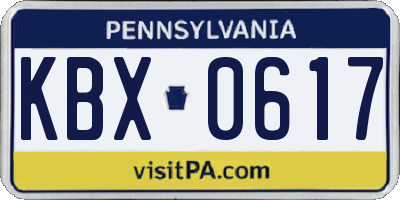 PA license plate KBX0617