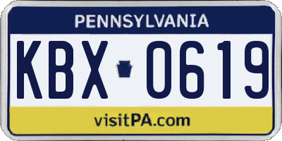 PA license plate KBX0619