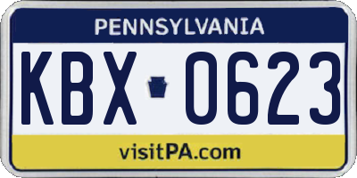 PA license plate KBX0623