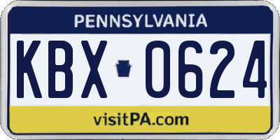 PA license plate KBX0624
