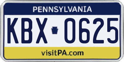 PA license plate KBX0625