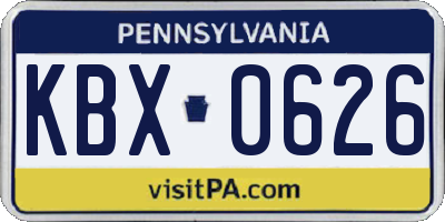 PA license plate KBX0626