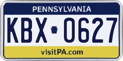 PA license plate KBX0627
