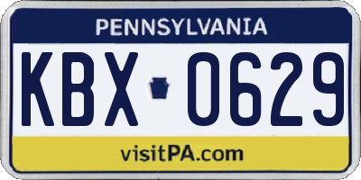 PA license plate KBX0629