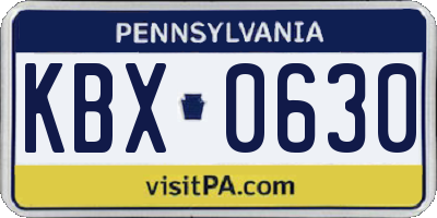 PA license plate KBX0630