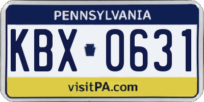 PA license plate KBX0631
