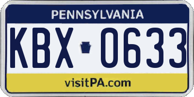 PA license plate KBX0633