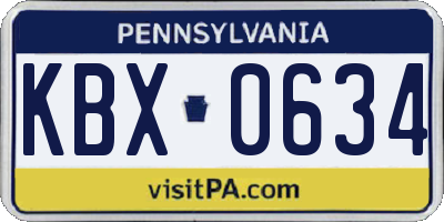 PA license plate KBX0634