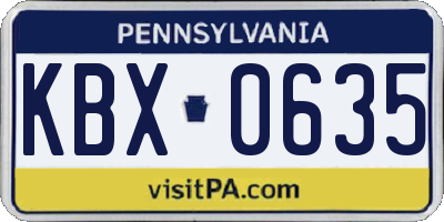 PA license plate KBX0635