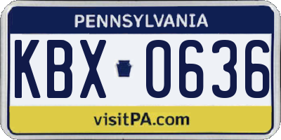 PA license plate KBX0636