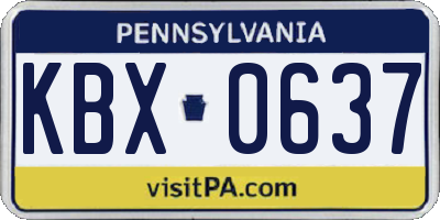 PA license plate KBX0637
