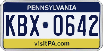 PA license plate KBX0642