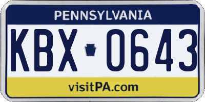 PA license plate KBX0643