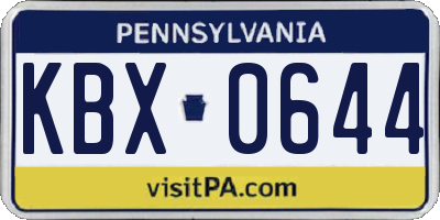 PA license plate KBX0644