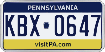PA license plate KBX0647