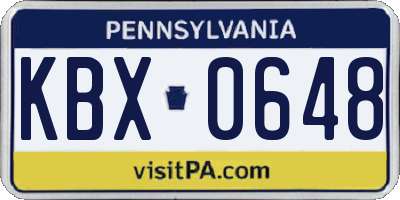 PA license plate KBX0648