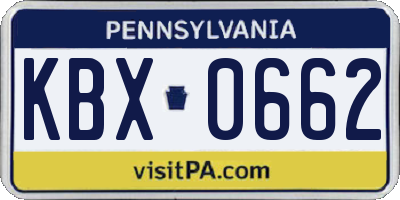 PA license plate KBX0662