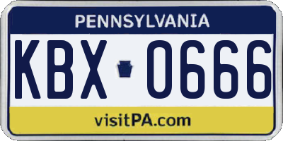 PA license plate KBX0666
