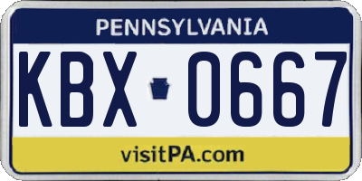 PA license plate KBX0667