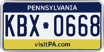 PA license plate KBX0668