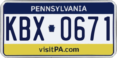 PA license plate KBX0671